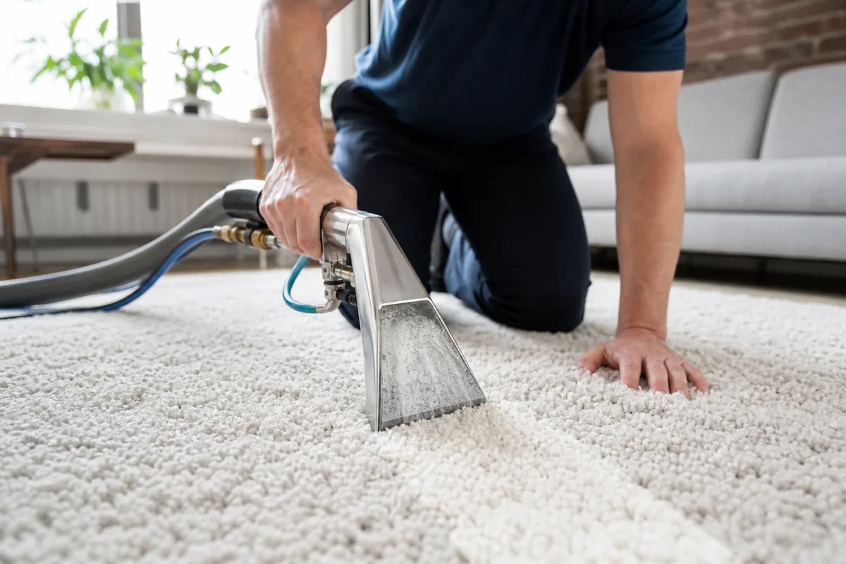 Technician preparing hammond carpet & upholstery cleaning in a Hammond home