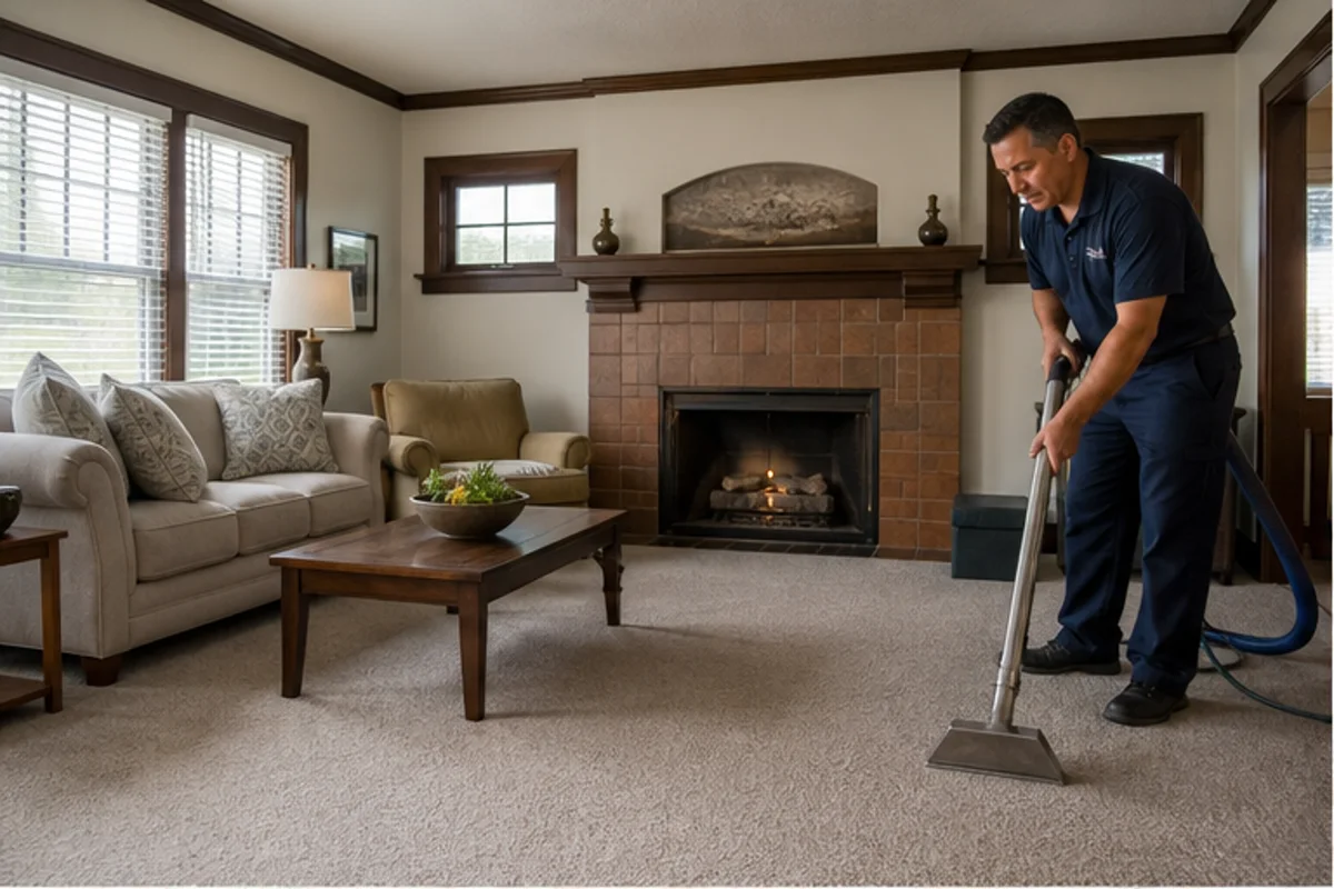 A bright lived-in room with freshly maintained residential carpet in a Hammond home for carpet cleaning