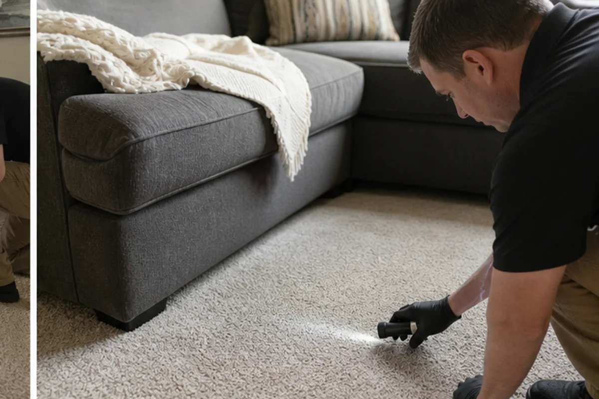 Close professional detail of pet odor removal assessment in a Hammond home
